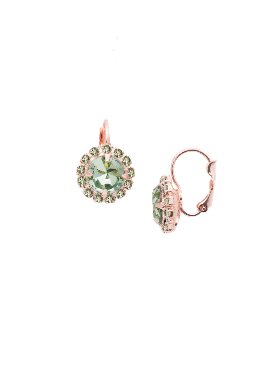 Haute Halo Dangle Earrings - EDL10RGMIN - <p>A central round crystal with an elegant halo of gems embodies elegance and style. From Sorrelli's Mint collection in our Rose Gold-tone finish.</p>