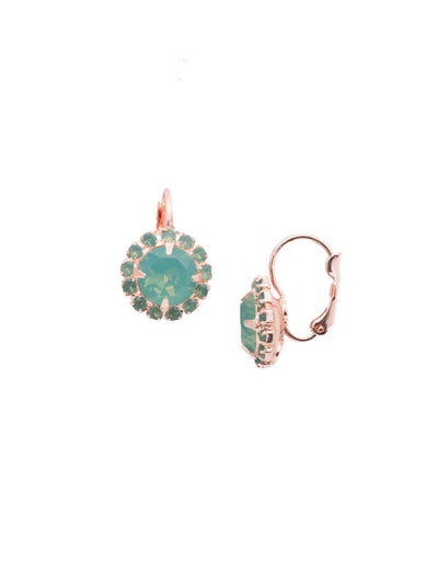 Haute Halo Dangle Earrings - EDL10RGPAC - <p>A central round crystal with an elegant halo of gems embodies elegance and style. From Sorrelli's Pacific Opal collection in our Rose Gold-tone finish.</p>