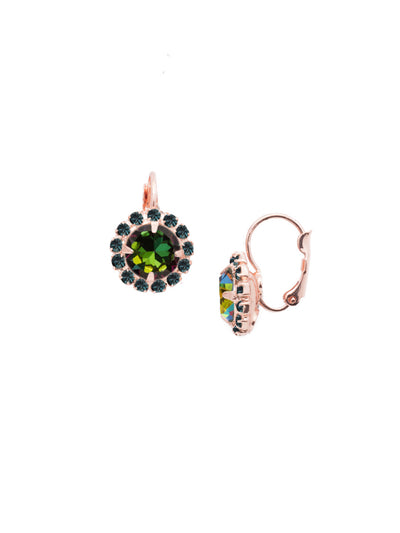 Haute Halo Dangle Earrings - EDL10RGVO - <p>A central round crystal with an elegant halo of gems embodies elegance and style. From Sorrelli's Volcano collection in our Rose Gold-tone finish.</p>