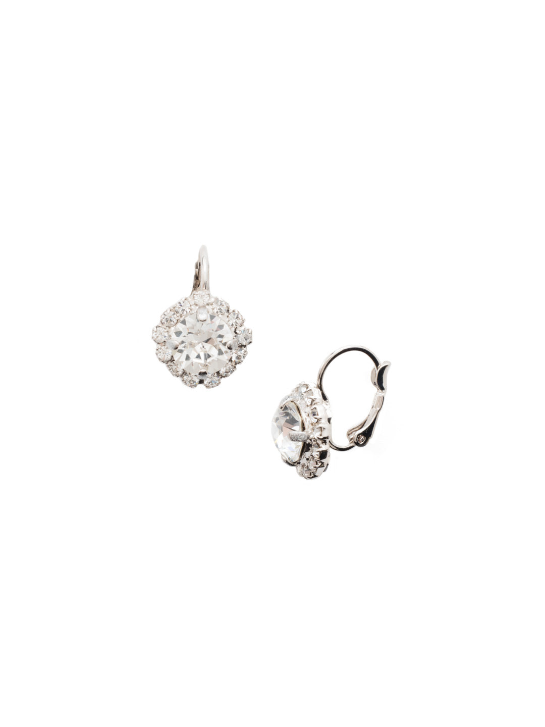 Haute Halo Dangle Earrings - EDL10RHCRY - <p>A central round crystal with an elegant halo of gems embodies elegance and style. From Sorrelli's Crystal collection in our Palladium Silver-tone finish.</p>