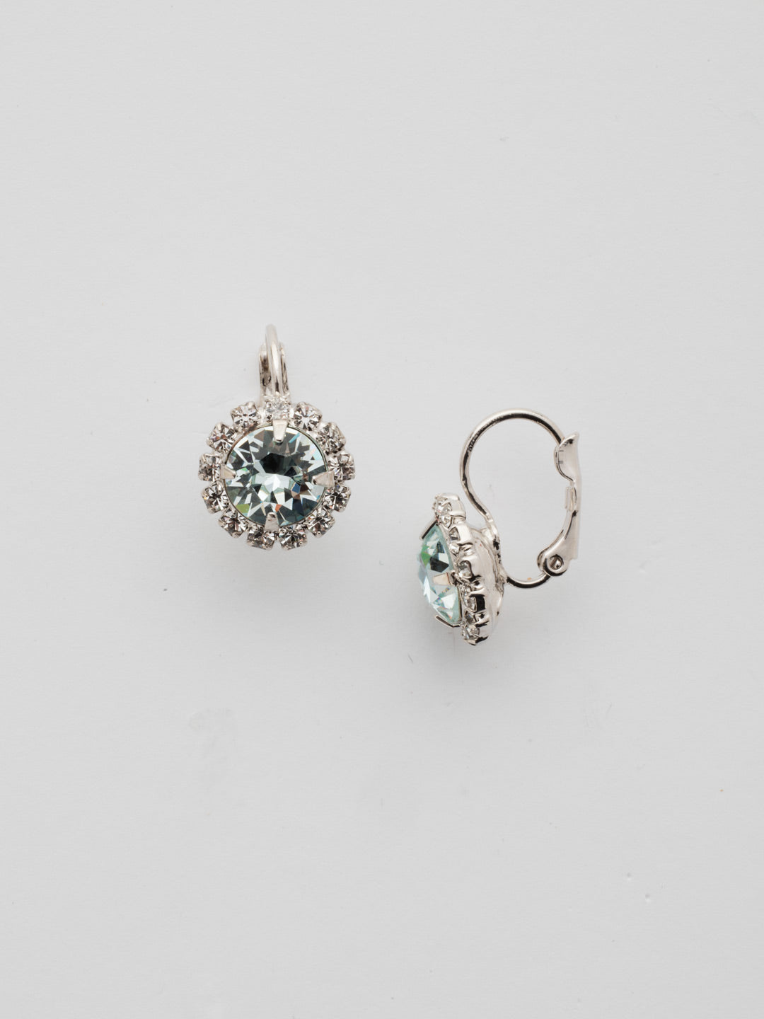 Haute Halo Dangle Earrings - EDL10RHLA - <p>A central round crystal with an elegant halo of gems embodies elegance and style. From Sorrelli's Light Azore collection in our Palladium Silver-tone finish.</p>