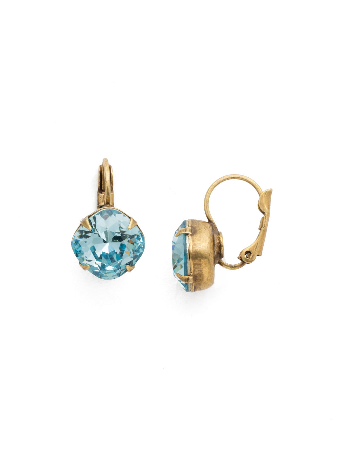 Cushion-Cut Dangle Earrings - EDL12AGAQU - <p>A simple, yet stunning earring featuring a cushion cut crystal that will never go out of style. From Sorrelli's Aquamarine collection in our Antique Gold-tone finish.</p>