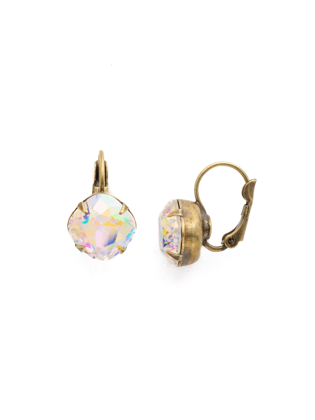 Cushion-Cut Dangle Earrings - EDL12AGCAB - A simple, yet stunning earring featuring a cushion cut crystal that will never go out of style. From Sorrelli's Crystal Aurora Borealis collection in our Antique Gold-tone finish.