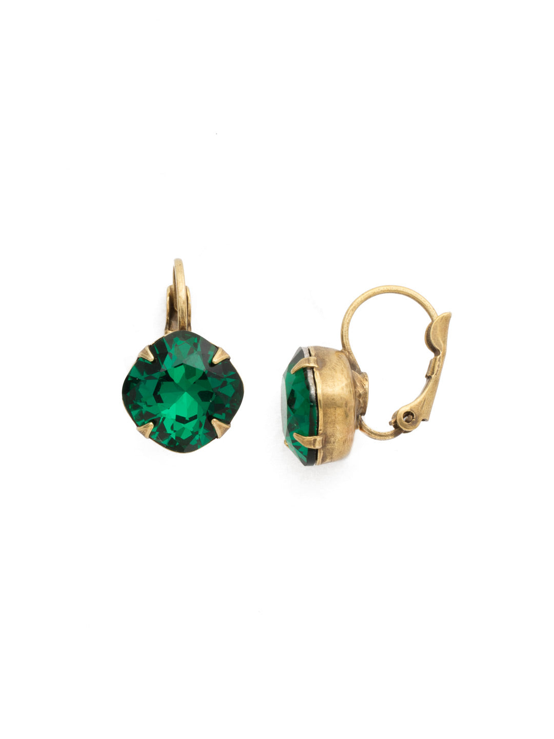 Cushion-Cut Dangle Earrings - EDL12AGEME - <p>A simple, yet stunning earring featuring a cushion cut crystal that will never go out of style. From Sorrelli's Emerald collection in our Antique Gold-tone finish.</p>