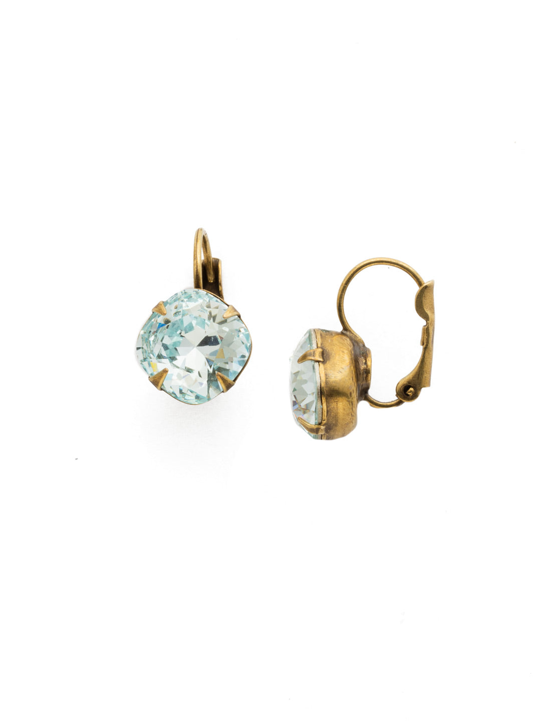 Cushion-Cut Dangle Earrings - EDL12AGLAQ - <p>A simple, yet stunning earring featuring a cushion cut crystal that will never go out of style. From Sorrelli's Light Aqua collection in our Antique Gold-tone finish.</p>