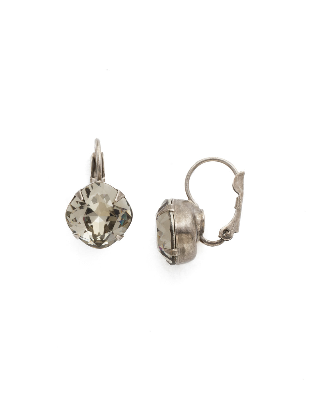 Cushion-Cut Dangle Earrings - EDL12ASBD - A simple, yet stunning earring featuring a cushion cut crystal that will never go out of style. From Sorrelli's Black Diamond collection in our Antique Silver-tone finish.