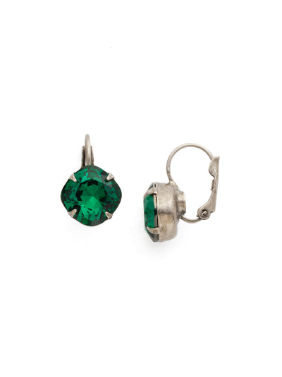 Cushion-Cut Dangle Earrings - EDL12ASEME - <p>A simple, yet stunning earring featuring a cushion cut crystal that will never go out of style. From Sorrelli's Emerald collection in our Antique Silver-tone finish.</p>