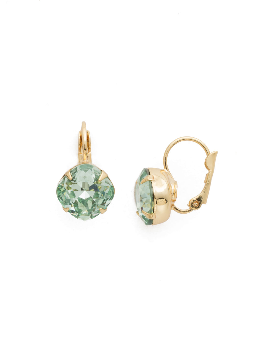 Cushion-Cut Dangle Earrings - EDL12BGMIN - A simple, yet stunning earring featuring a cushion cut crystal that will never go out of style. From Sorrelli's Mint collection in our Bright Gold-tone finish.