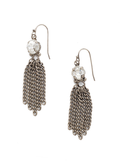 Marlies Dangle Earring - EDL25ASCRY - <p>Make a statement in our Marlies Earrings! Layers of chains hang from a single crystal to create a trendy look. From Sorrelli's Crystal collection in our Antique Silver-tone finish.</p>