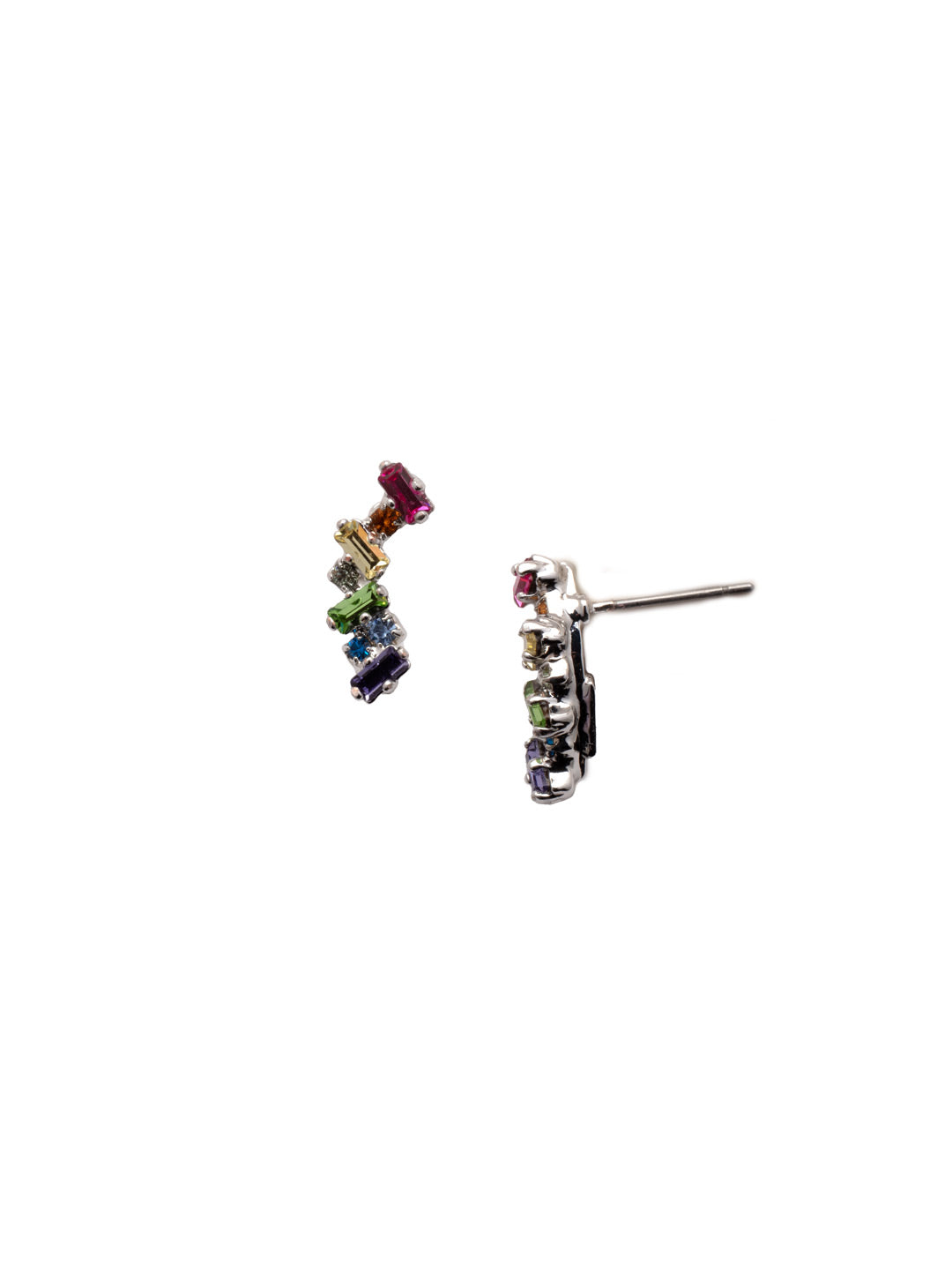 Dotted Line Ear Crawler Stud Earrings - EDM9PDPRI - <p>Baguettes and petite round crystals set in a casual pattern make this crawler the perfect choice for day or evening wear. From Sorrelli's Prism collection in our Palladium finish.</p>