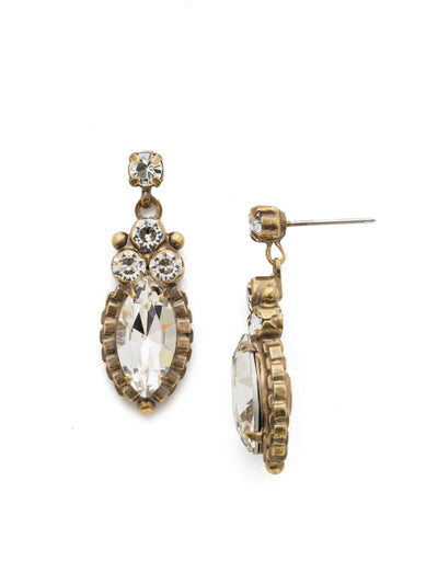 Noble Navette Drop Earring - EDN10AGCRY - <p>Subtle round crystals accent a noteworthy navette cut crystal in this versatile earring. From Sorrelli's Crystal collection in our Antique Gold-tone finish.</p>
