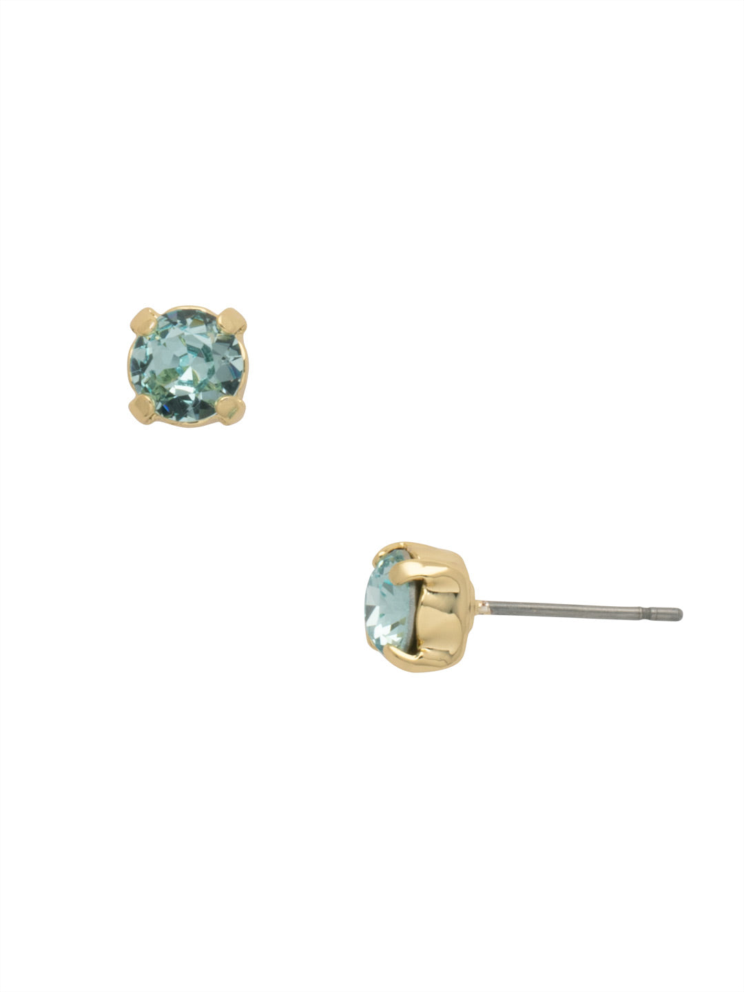 Jayda Stud Earrings - EDN32BGAQU - <p>The Jayda Stud Earrings are the perfect every day wardrobe staple. A round crystal nestles perfectly in a metal plated post with four prongs. </p><p>Need help picking a stud? <a href="https://www.sorrelli.com/blogs/sisterhood/round-stud-earrings-101-a-rundown-of-sizes-styles-and-sparkle">Check out our size guide!</a> From Sorrelli's Aquamarine collection in our Bright Gold-tone finish.</p>