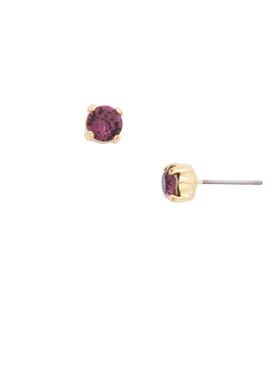 Jayda Stud Earrings - EDN32BGMRL - <p>The Jayda Stud Earrings are the perfect every day wardrobe staple. A round crystal nestles perfectly in a metal plated post with four prongs. </p><p>Need help picking a stud? <a href="https://www.sorrelli.com/blogs/sisterhood/round-stud-earrings-101-a-rundown-of-sizes-styles-and-sparkle">Check out our size guide!</a> From Sorrelli's Merlot collection in our Bright Gold-tone finish.</p>