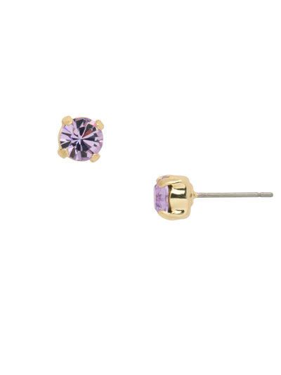 Jayda Stud Earrings - EDN32BGVI - <p>The Jayda Stud Earrings are the perfect every day wardrobe staple. A round crystal nestles perfectly in a metal plated post with four prongs. </p><p>Need help picking a stud? <a href="https://www.sorrelli.com/blogs/sisterhood/round-stud-earrings-101-a-rundown-of-sizes-styles-and-sparkle">Check out our size guide!</a> From Sorrelli's Violet collection in our Bright Gold-tone finish.</p>