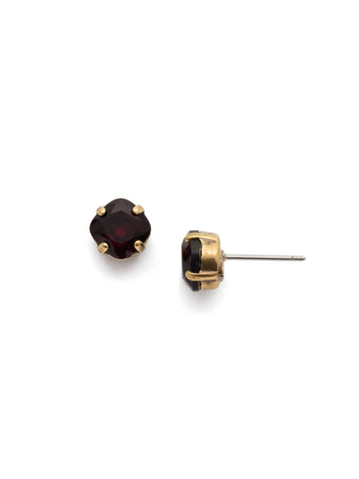 One and Only Stud Earring - EDN3AGMMA - The one and only style you need for your favorite everyday look! A delicate and classic four-pronged setting highlights the beautiful cut of this crystal. From Sorrelli's Mighty Maroon collection in our Antique Gold-tone finish.