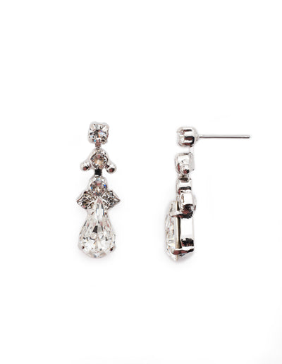 Double Up Teardrop Dangle Earrings - EDN55RHCRY - <p>Two round crystals perch atop a teardrop stone for an elegant, classic look. From Sorrelli's Crystal collection in our Palladium Silver-tone finish.</p>