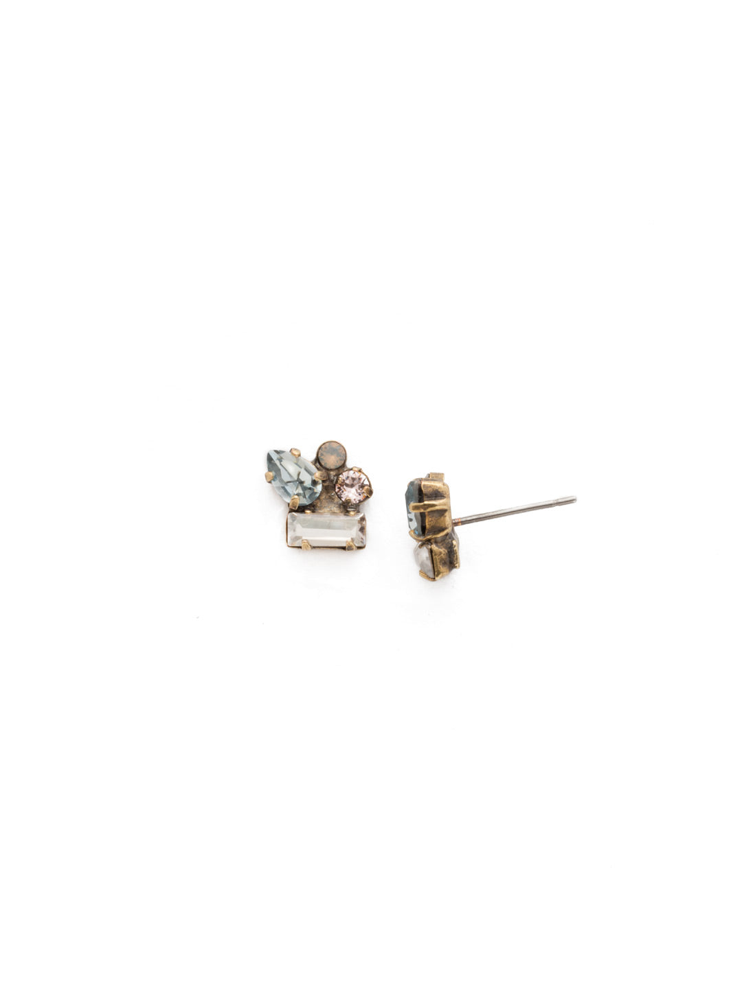 Charming Cluster Earring - EDN63AGCMI - <p>A cluster of petite crystals rests atop a brilliant baguette for a look that's subtle and sweet. From Sorrelli's Coastal Mist collection in our Antique Gold-tone finish.</p>