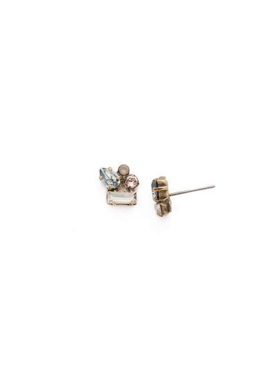 Charming Cluster Earring - EDN63AGCMI - <p>A cluster of petite crystals rests atop a brilliant baguette for a look that's subtle and sweet. From Sorrelli's Coastal Mist collection in our Antique Gold-tone finish.</p>
