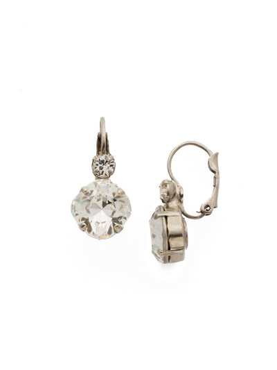 Classic Complements French Wire Earring - EDN68ASCRY - <p>A small but dazzling round crystal is the perfect complement to its cushion cut counterpart. A must-have earring for those who appreciate classic styling. From Sorrelli's Crystal collection in our Antique Silver-tone finish.</p>