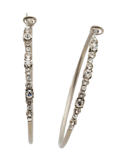 Hoopla Hoop Earrings - EDN79ASCRY - <p>Worth making a fuss over, these crystal hoop earrings make a statement without feeling heavy and that's what the hoopla is about! From Sorrelli's Crystal collection in our Antique Silver-tone finish.</p>