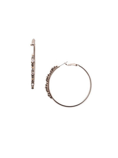 Hoopla Hoop Earrings - EDN79ASGNS - <p>Worth making a fuss over, these crystal hoop earrings make a statement without feeling heavy and that's what the hoopla is about! From Sorrelli's Golden Shadow collection in our Antique Silver-tone finish.</p>