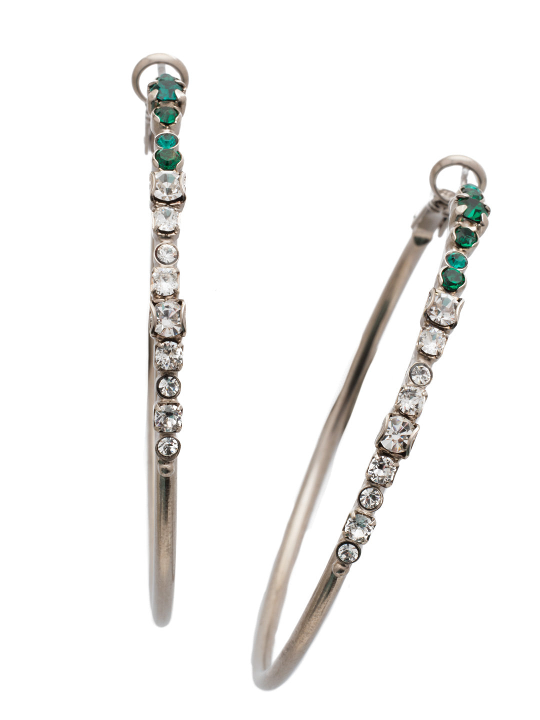 Hoopla Hoop Earrings - EDN79ASSNM - Worth making a fuss over, these crystal hoop earrings make a statement without feeling heavy and that's what the hoopla is about! From Sorrelli's Snowy Moss collection in our Antique Silver-tone finish.