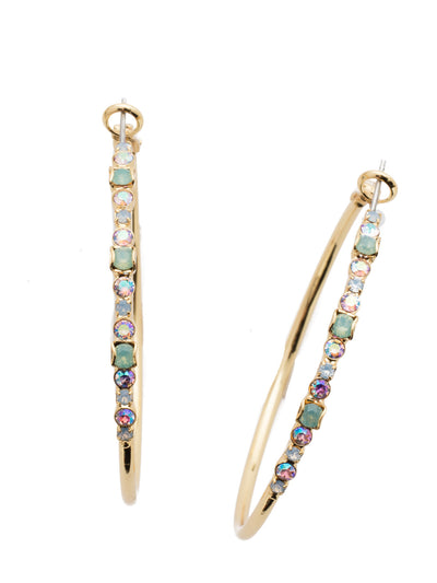 Hoopla Hoop Earrings - EDN79BGGLN - Worth making a fuss over, these crystal hoop earrings make a statement without feeling heavy and that's what the hoopla is about! From Sorrelli's  Grand Lagoon collection in our Bright Gold-tone finish.