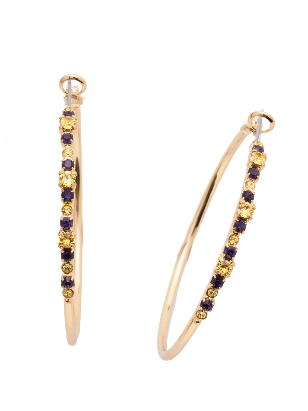 Hoopla Hoop Earrings - EDN79BGLPU - <p>Worth making a fuss over, these crystal hoop earrings make a statement without feeling heavy and that's what the hoopla is about! From Sorrelli's Love Purple collection in our Bright Gold-tone finish.</p>
