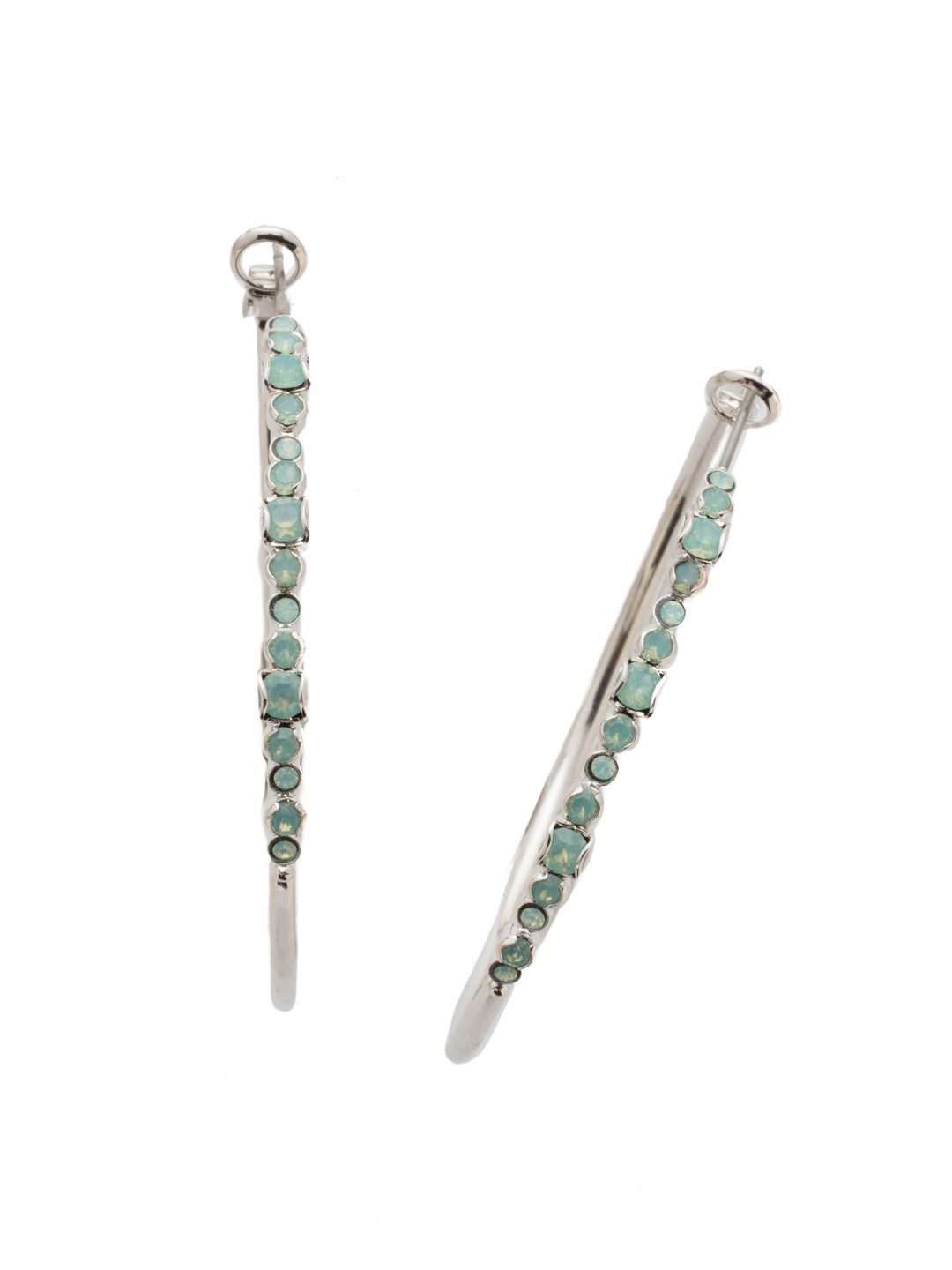 Hoopla Hoop Earrings - EDN79RHPAC - Worth making a fuss over, these crystal hoop earrings make a statement without feeling heavy and that's what the hoopla is about! From Sorrelli's Pacific Opal collection in our Palladium Silver-tone finish.