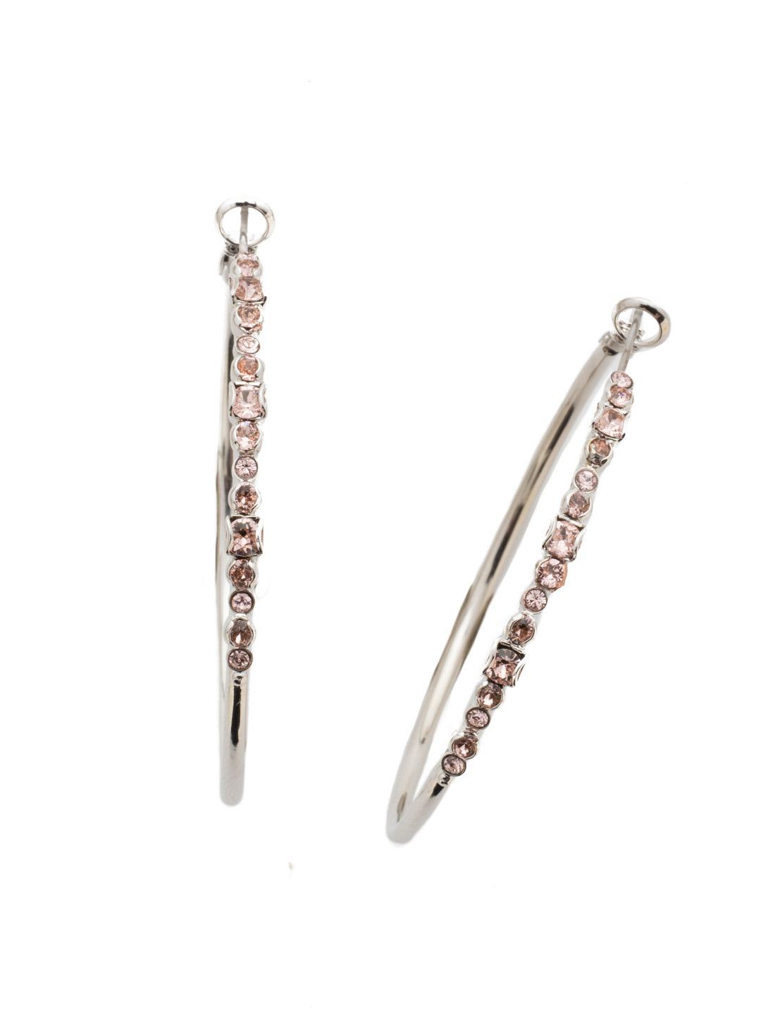 Hoopla Hoop Earrings - EDN79RHVIN - <p>Worth making a fuss over, these crystal hoop earrings make a statement without feeling heavy and that's what the hoopla is about! From Sorrelli's Vintage Rose collection in our Palladium Silver-tone finish.</p>