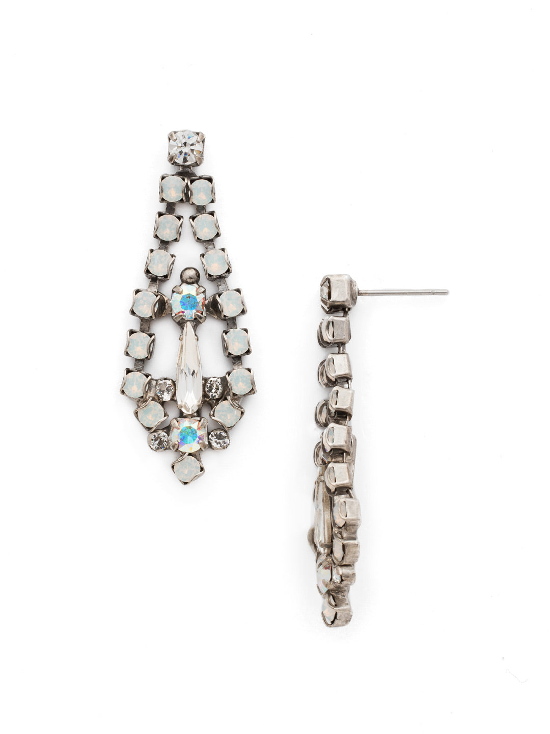 Between the Lines Earring - EDN84ASWBR - <p>Thin, delicate crystals set in a simplistic design are nestled between two rows of brilliant round cut stones for a look that's the perfect marriage of modern and vintage. From Sorrelli's White Bridal collection in our Antique Silver-tone finish.</p>