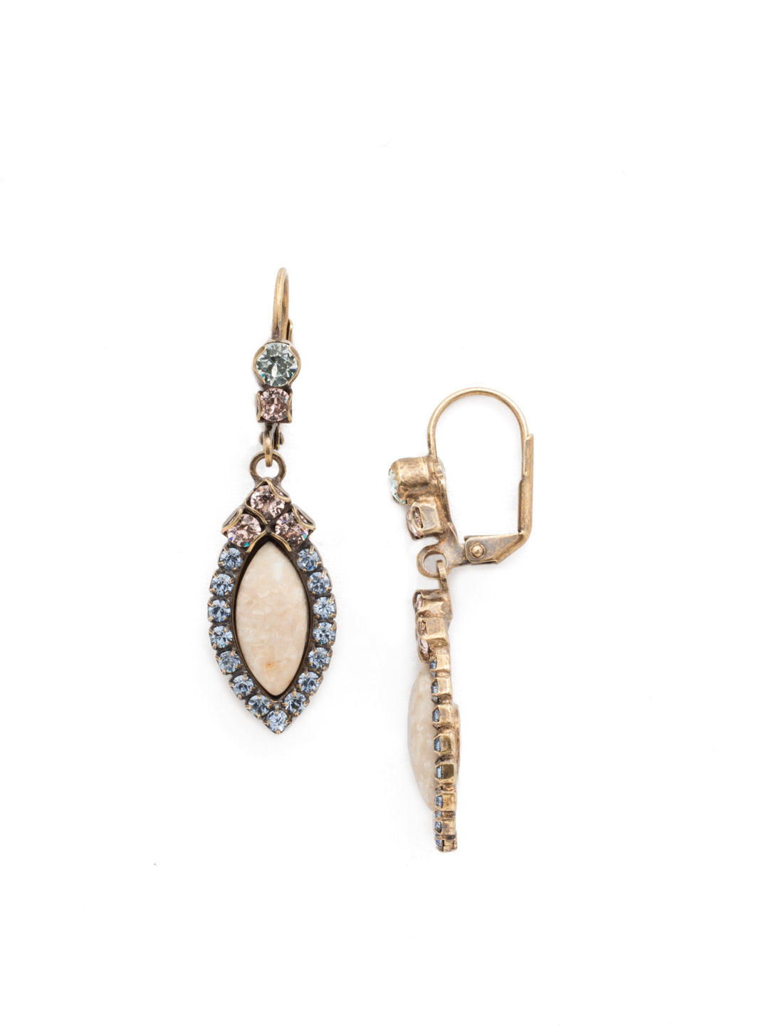 Elegant Eyelet French Wire Earring - EDN89AGCMI - <p>A central marquee cut cabochon rimmed with petite round crystals is the perfect accent to any look. From Sorrelli's Coastal Mist collection in our Antique Gold-tone finish.</p>