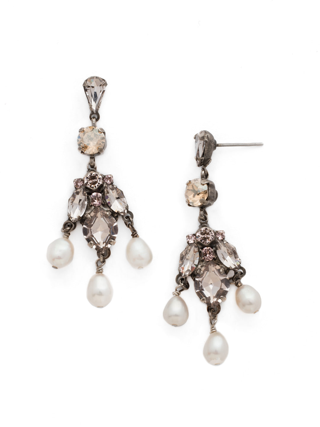 Lumiere Statement Earrings - EDP10ASSBL - <p>Light up your look with this dazzling chandelier design that incorporates elegant accent pearls for classic charm. From Sorrelli's Satin Blush collection in our Antique Silver-tone finish.</p>