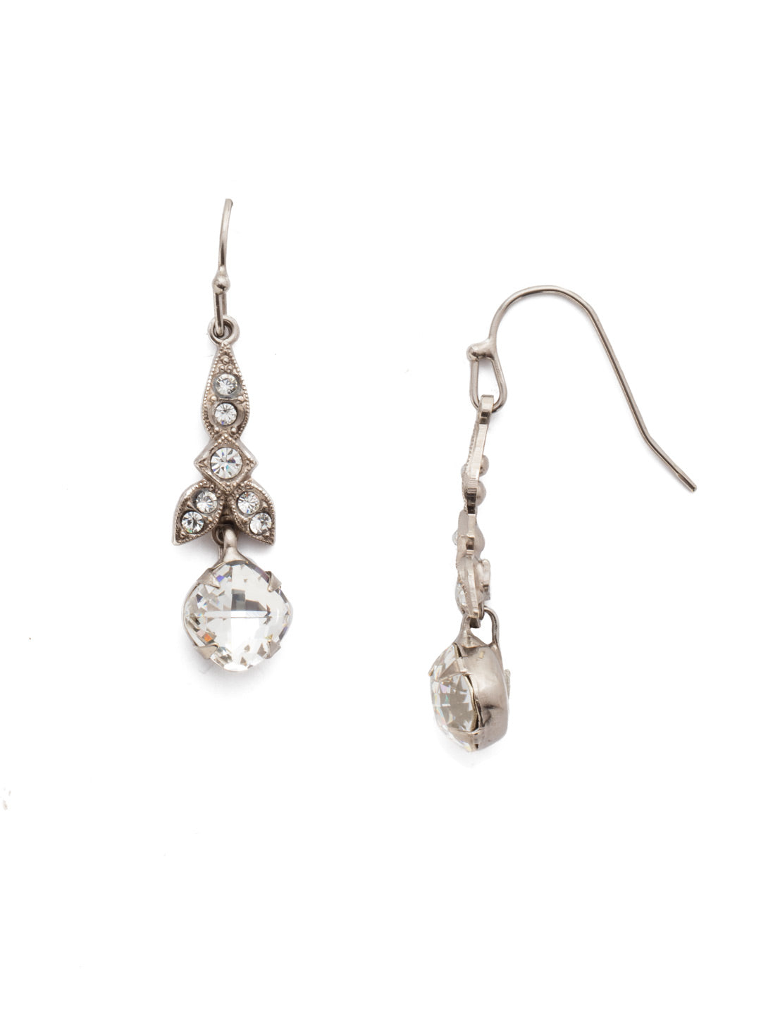 Decidedly Deco Dangle Earrings - EDP20ASCRY - <p>A vintage-inspired crystal design accents a classic cushion cut crystal. From Sorrelli's Crystal collection in our Antique Silver-tone finish.</p>