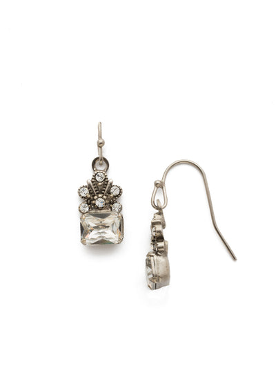 Crowning Glory Dangle Earrings - EDP9ASCRY - <p>An enchanting emerald cut stone is crowned with an ornate crystal-encrusted design. From Sorrelli's Crystal collection in our Antique Silver-tone finish.</p>