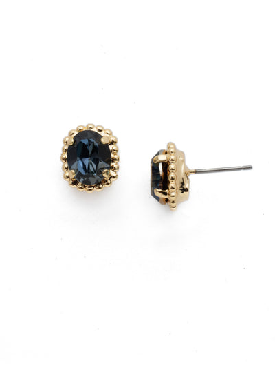 Oval-Cut Solitaire Stud Earrings - EDQ10BGCSM - These simple stud earrings feature a beautiful oval crystal surrounded by a decorative edged border. From Sorrelli's Cashmere collection in our Bright Gold-tone finish.