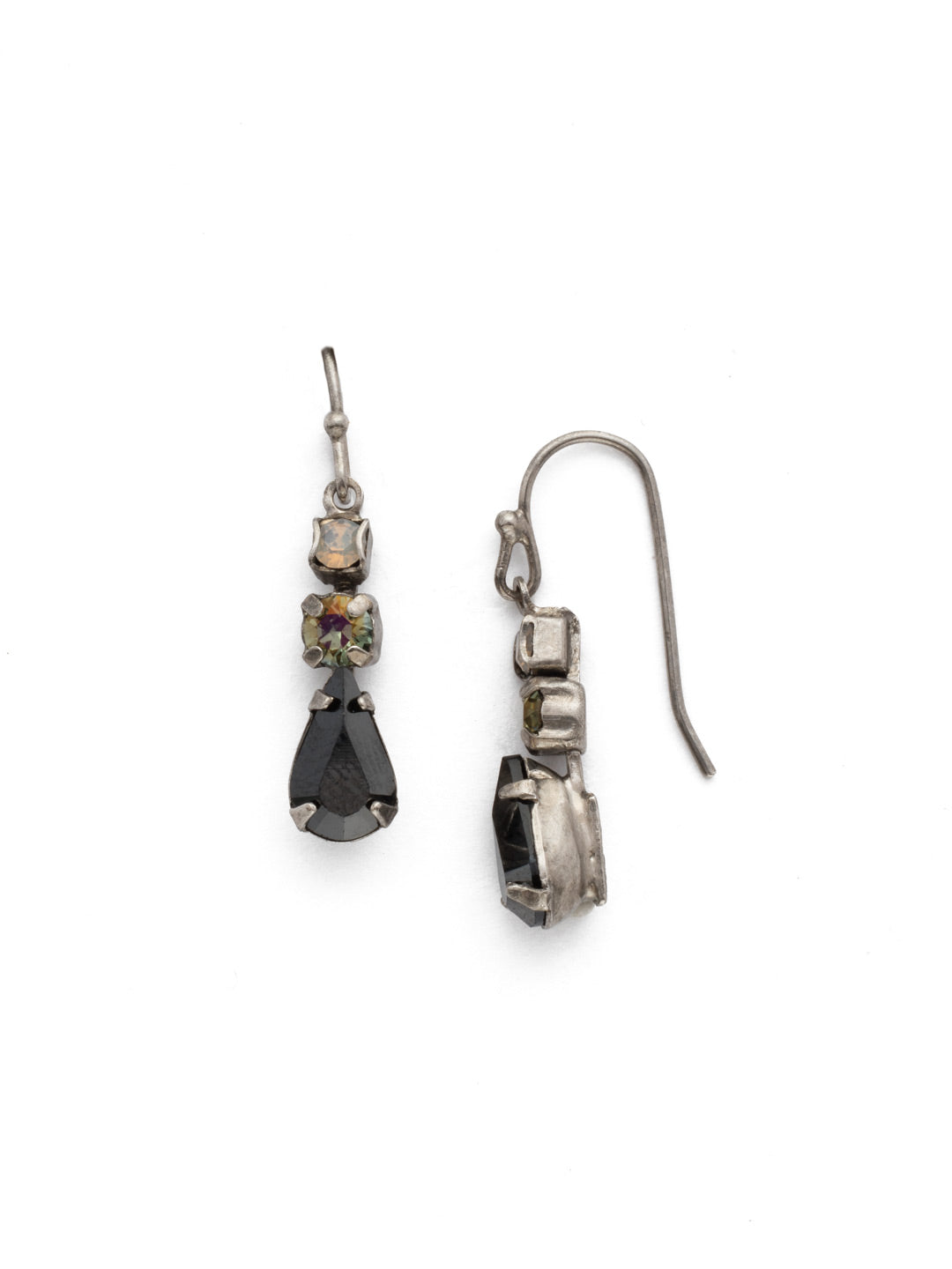 Tansy Earring - EDQ13ASBON - <p>Simple and chic, round and pear crystals pair up for for a delicate look. From Sorrelli's Black Onyx collection in our Antique Silver-tone finish.</p>