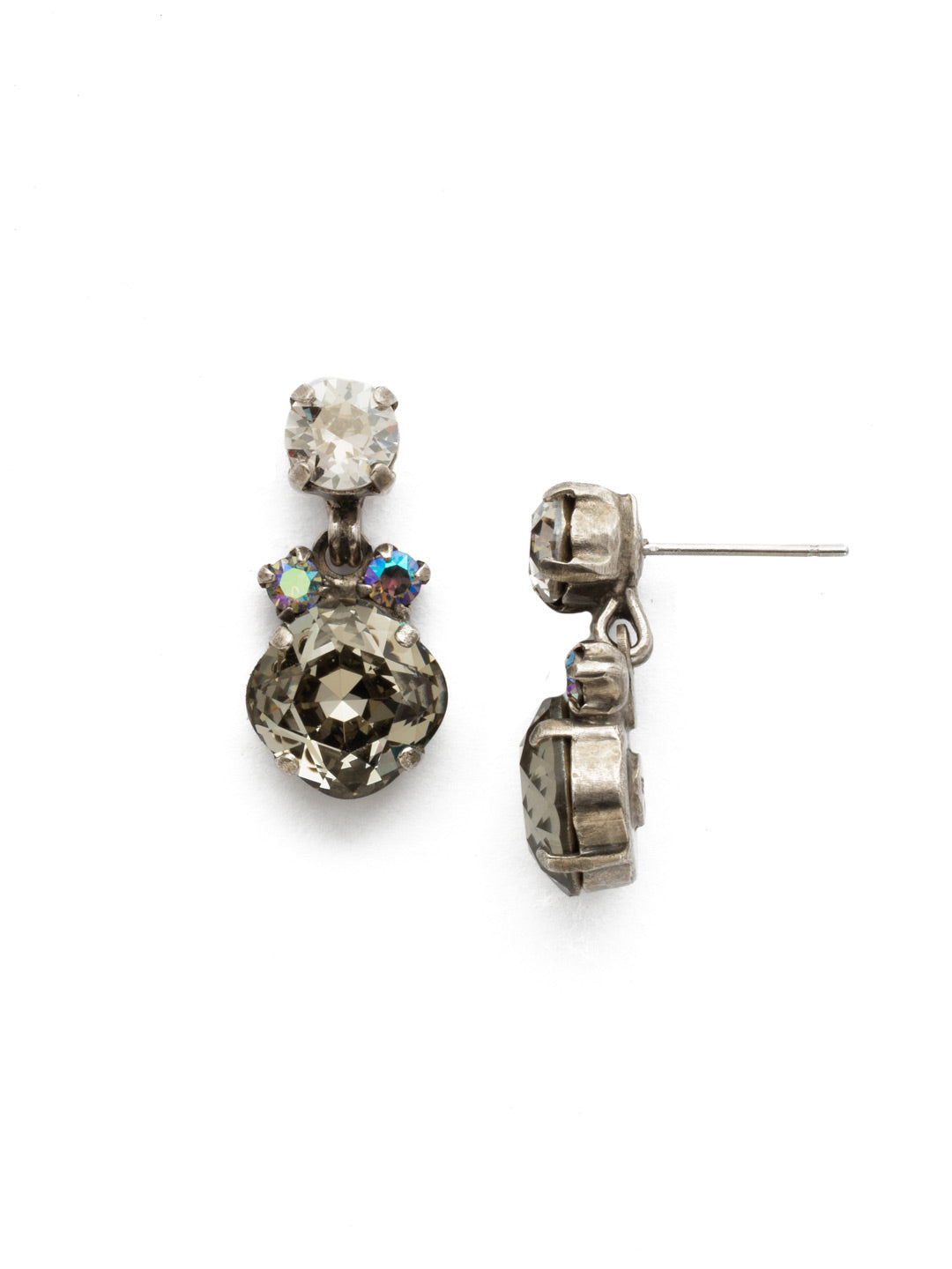 Balsam Dangle Earrings - EDQ15ASCRO - <p>A pretty pattern of cushion cut and round crystals. Vintage-inspired styling at its finest! From Sorrelli's Crystal Rock collection in our Antique Silver-tone finish.</p>