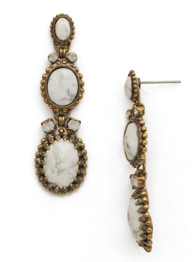 Serpentine Earring - EDQ18AGPLU - <p>Layered semi-precious stones set in detailed bezels are adorned with delicate crystals in this natural, yet bold style. From Sorrelli's Pearl Luster collection in our Antique Gold-tone finish.</p>