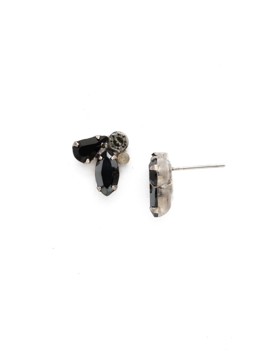 Vervain Cluster Earring - EDQ19ASBON - <p>A petite cluster post featuring an elongated pear, marquise and round cut crystals set in a fun, flirtatious design. From Sorrelli's Black Onyx collection in our Antique Silver-tone finish.</p>