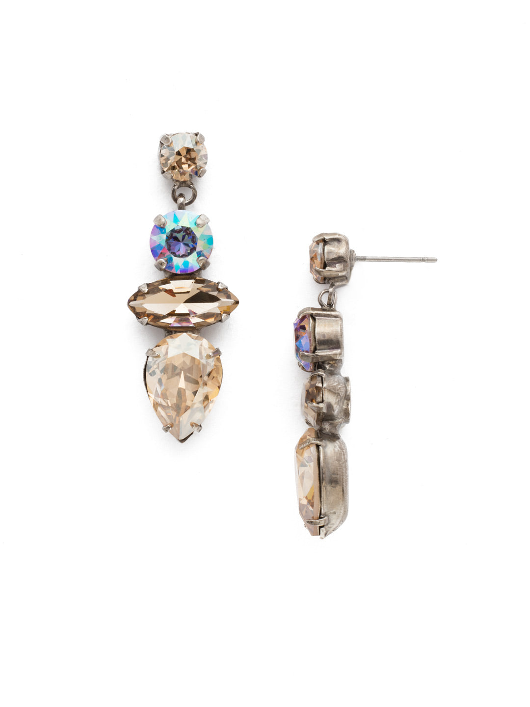 Narcissus Earring - EDQ27ASMIR - A classic, yet surprisingly contemporary style with a variety of crystal cuts. From Sorrelli's Mirage collection in our Antique Silver-tone finish.