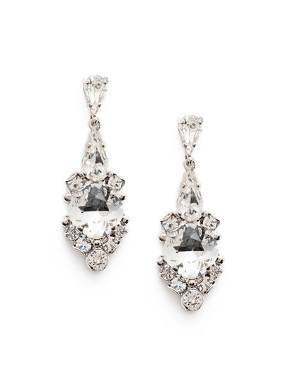 Alyssum Dangle Earrings - EDQ2RHCRY - <p>Designed with detail, a cushion cut crystal is surrounded by small rounds and metal findings. Two teardrop crystals complete this beautiful ear chandelier. From Sorrelli's Crystal collection in our Palladium Silver-tone finish.</p>