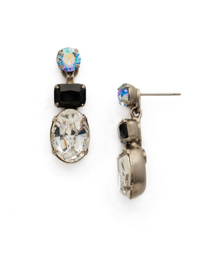 Forget-Me-Not Dangle Earring - EDQ6ASBLT - <p>A central oval stone is highlighted by emerald and round cut crystals in this classic design. From Sorrelli's Black Tie collection in our Antique Silver-tone finish.</p>