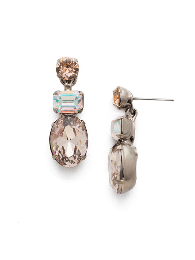 Forget-Me-Not Dangle Earring - EDQ6ASSCL - A central oval stone is highlighted by emerald and round cut crystals in this classic design. From Sorrelli's Silky Clouds collection in our Antique Silver-tone finish.