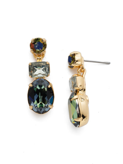 Forget-Me-Not Dangle Earring - EDQ6BGCSM - A central oval stone is highlighted by emerald and round cut crystals in this classic design. From Sorrelli's Cashmere collection in our Bright Gold-tone finish.
