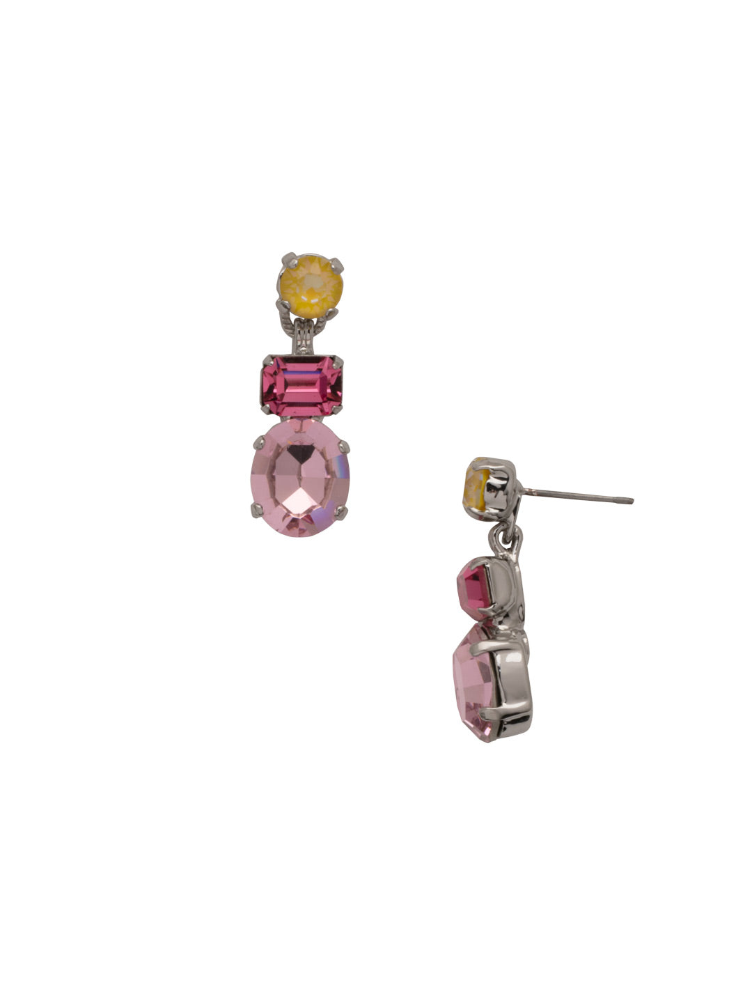 Forget-Me-Not Dangle Earring - EDQ6PDPPN - <p>A central oval stone is highlighted by emerald and round cut crystals in this classic design. From Sorrelli's Pink Pineapple collection in our Palladium finish.</p>