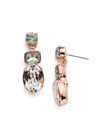 Forget-Me-Not Dangle Earring - EDQ6RGCAZ - A central oval stone is highlighted by emerald and round cut crystals in this classic design. From Sorrelli's Crystal Azure collection in our Rose Gold-tone finish.