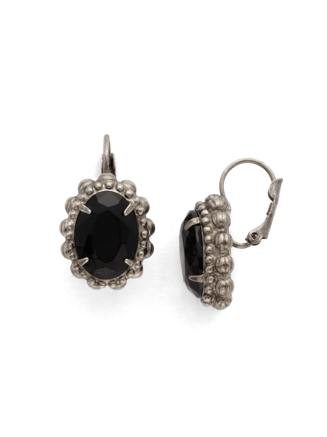 Camellia French Wire Earring - EDQ9ASBON - <p>An elegant oval solitaire with bold metal edging provides high-impact style. From Sorrelli's Black Onyx collection in our Antique Silver-tone finish.</p>