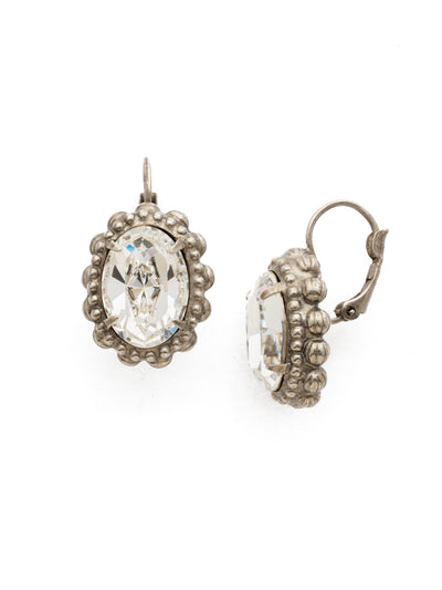 Camellia French Wire Earring - EDQ9ASCRY - <p>An elegant oval solitaire with bold metal edging provides high-impact style. From Sorrelli's Crystal collection in our Antique Silver-tone finish.</p>