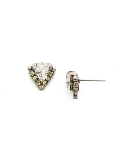 EDR42 Stud Earrings - EDR42ASLZ - <p>A demure triangular crystal is accented with a sparkling V of petite rounds. From Sorrelli's Lemon Zest collection in our Antique Silver-tone finish.</p>